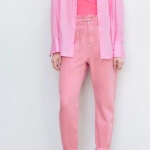 Zara Pink Women's Paperbag Pants